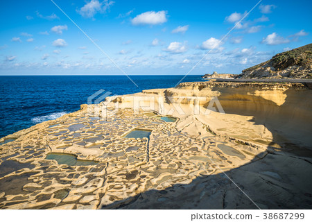 Salt evaporation ponds on Gozo island, Malta Salt evaporation ponds on Gozo island, Malta 38687299