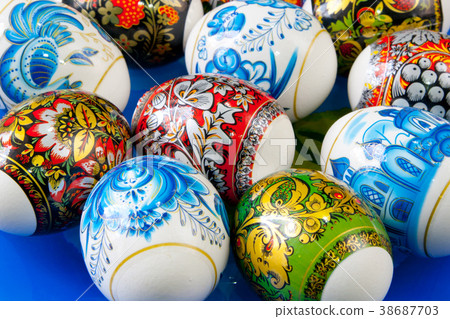 colorful Russian traditional Easter eggs colorful Russian traditional Easter eggs 38687703