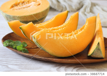 Fresh slices of sweet melon Fresh slices of sweet melon 38687714