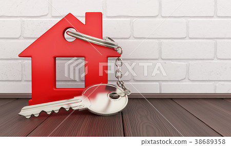 Abstract red home and key 38689358