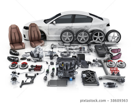 One Part Many Vehicles Car body disassembled and many vehicles parts - Stock Illustration ...