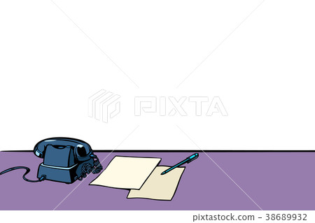 office Desk with phone isolated on white office Desk with phone isolated on white 38689932