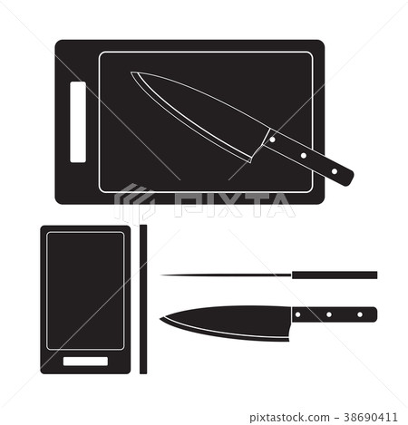 Knife and Cutting Board icon. Flat Sign Knife and Cutting Board icon. Flat Sign 38690411