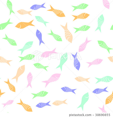 Colored Fish Silhouettes Seamless Pattern Colored Fish Silhouettes Seamless Pattern 38690855