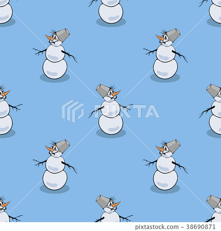 Snowman Seamless Christmas Pattern - Stock Illustration [38690871] - PIXTA
