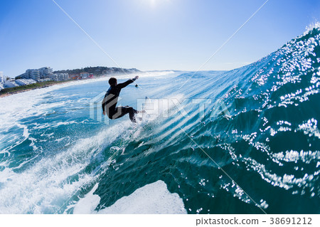 Surfing Surfer Ride Rear Water Photo 38691212