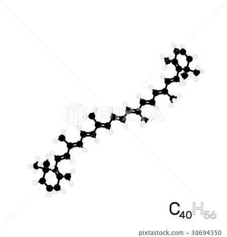 Carotene model molecule. Vector illustration. Carotene model molecule. Vector illustration. 38694350