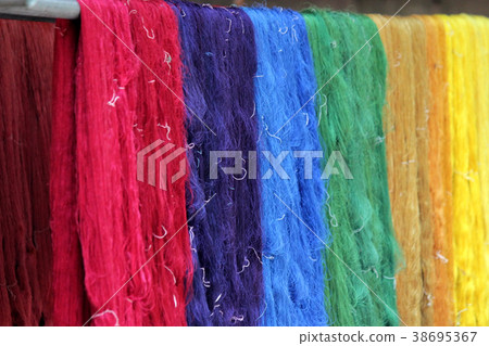 colorful raw silk thread 38695367