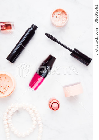 Woman makeup beauty products from above Woman makeup beauty products from above 38695961