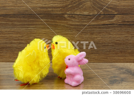 Easter decoration with chiks and rabbit Easter decoration with chiks and rabbit 38696608
