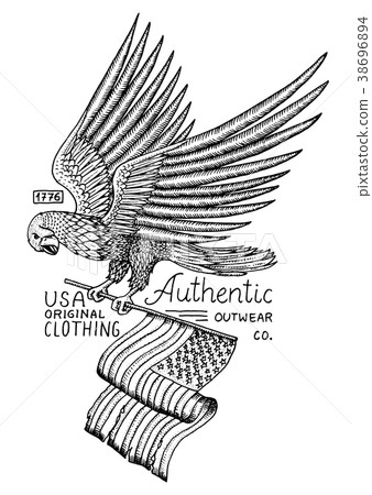 native eagle american. wild bird. old label and 38696894