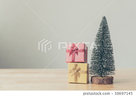 Christmas tree and gift box red Christmas tree and gift box red 38697145