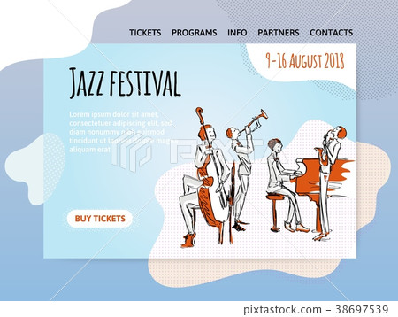Jazz music festival, quartet in concert. Vector Jazz music festival, quartet in concert. Vector 38697539