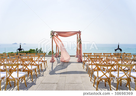Beach wedding venue ocean view Folding lawn chairs 38698369