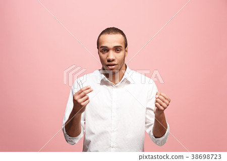 Beautiful male half-length portrait isolated on Beautiful male half-length portrait isolated on 38698723