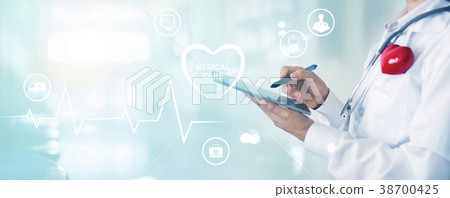 Doctor touching information network connection 38700425