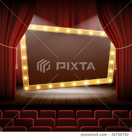 Banner with light bulbs on the stage of the cinema 38700792