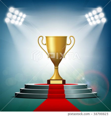 Gold Cup winner standing on a podium - Stock Illustration [38700823 ...