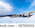 Taushvet有藍天和雪場面的河橋樑 38700916
