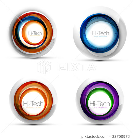 Set of digital techno spheres - web banners 38700973