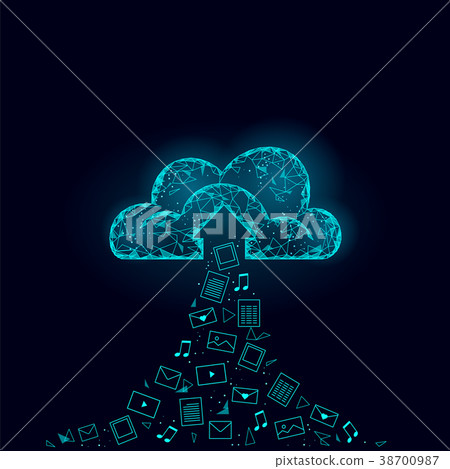 Cloud computing online storage low poly. Polygonal 38700987
