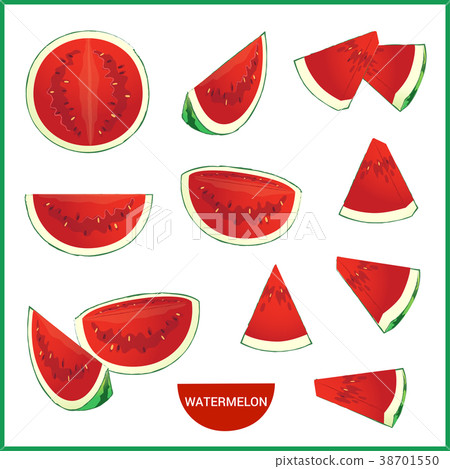 Set of fresh watermelon in various slice styles Set of fresh watermelon in various slice styles 38701550