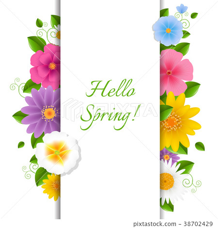 Card With Flowers Hello Spring - Stock Illustration [38702429] - PIXTA