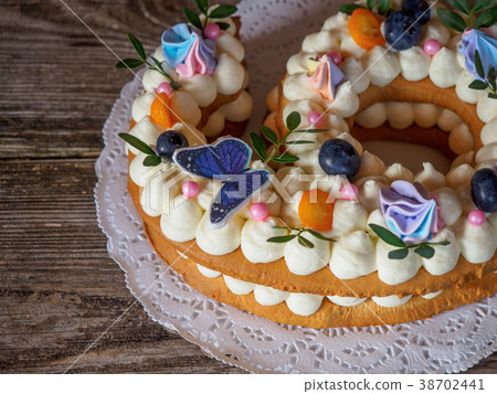 beautiful homemade cake in the form of six figures beautiful homemade cake in the form of six figures 38702441