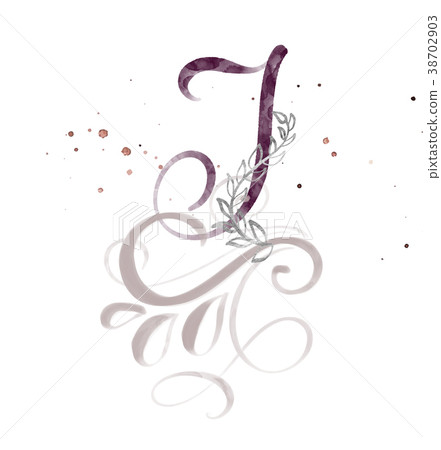 Hand drawn calligraphy letter I. watercolor Script 38702903