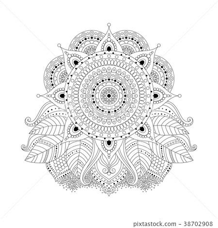 Floral ornament black and white 38702908
