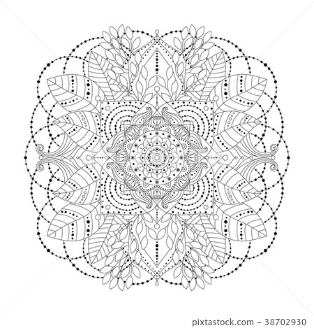 Black and white floral mandala vector 38702930