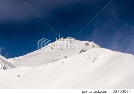 Winter mountains panorama with ski slopes, Bareges, Pyrennees 38703054