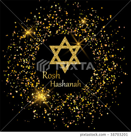 Rosh Hashanah greeting card with star of David Rosh Hashanah greeting card with star of David 38703201