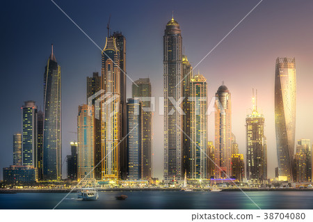 Dubai Marina bay view from Palm Jumeirah, UAE Dubai Marina bay view from Palm Jumeirah, UAE 38704080