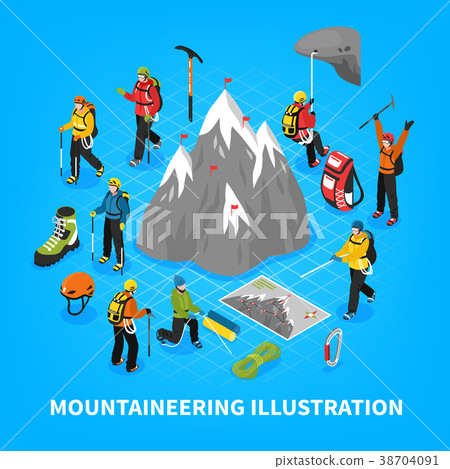 Mountaineering Isometric Illustration 38704091