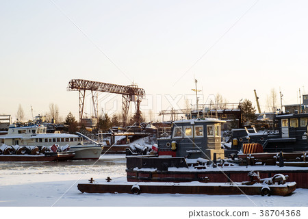 various river technical vessels during wintering  38704368
