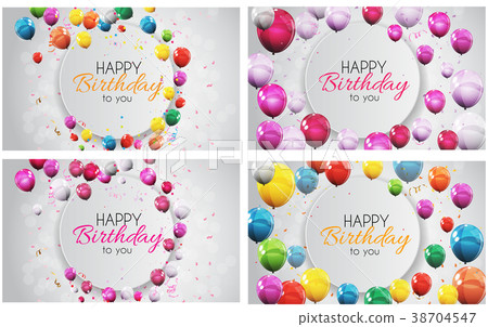 Color Glossy Happy Birthday Balloons Banner 38704547