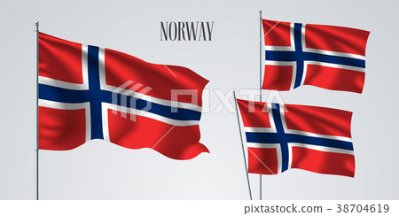 Norway waving flag set of vector illustration - Stock Illustration ...