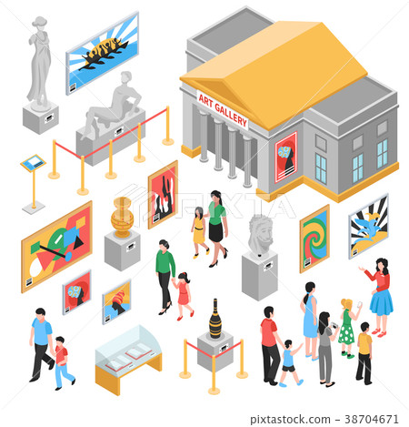 Art Gallery Isometric Icons Set Art Gallery Isometric Icons Set 38704671