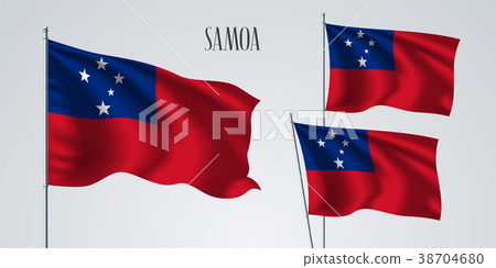 Samoa waving flag set of vector illustration Samoa waving flag set of vector illustration 38704680