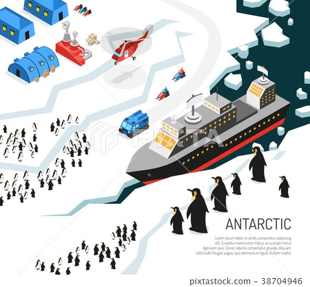 Antarctica Icebreaker Penguins Settlement Poster  38704946