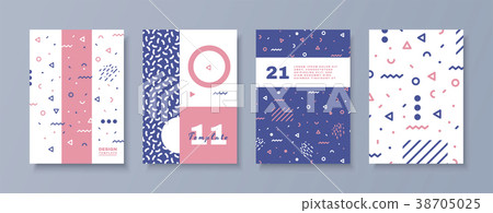 Set of memphis style posters. Abstract elements 38705025