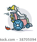 Person on a wheelchair moves quickly 38705094
