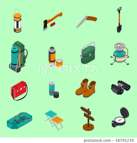 Hiking Icons Set 38705239