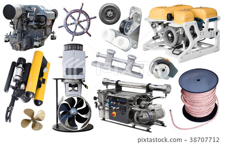 Isolated equipment and parts of modern yacht Isolated equipment and parts of modern yacht 38707712