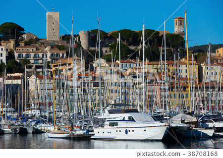 Yachts moored in port of Cannes 38708168