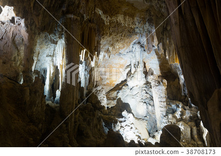 View on darkness of cave of Demons in Southern France 38708173