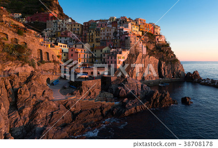 Manarola La Spezia city with small villages at sea view, Italy Manarola La Spezia city with small villages at sea view, Italy 38708178
