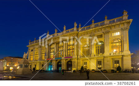 Palazzo Madama in Turin at night, Italy 38708261