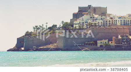 View of Peniscola town from the beach 38708405